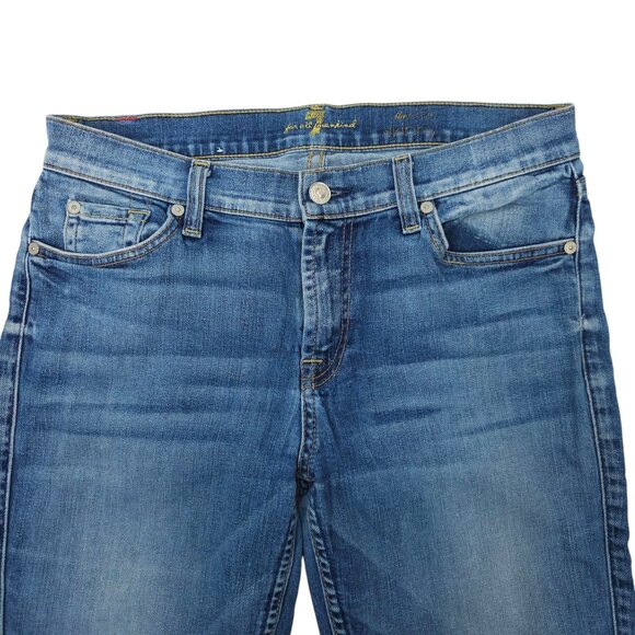 7 For All Mankind The Ankle Skinny Stretch Denim Womens 29 Raw Hem Jeans SFAMK - Picture 8 of 14
